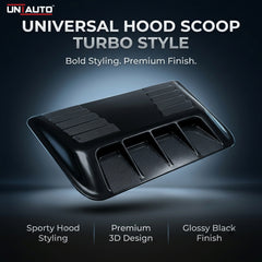 Universal Hood Scoop – Turbo Style | Glossy Black 3D Car Bonnet Scoop for Thar, Thar Roxx, Fortuner, Scorpio N & More