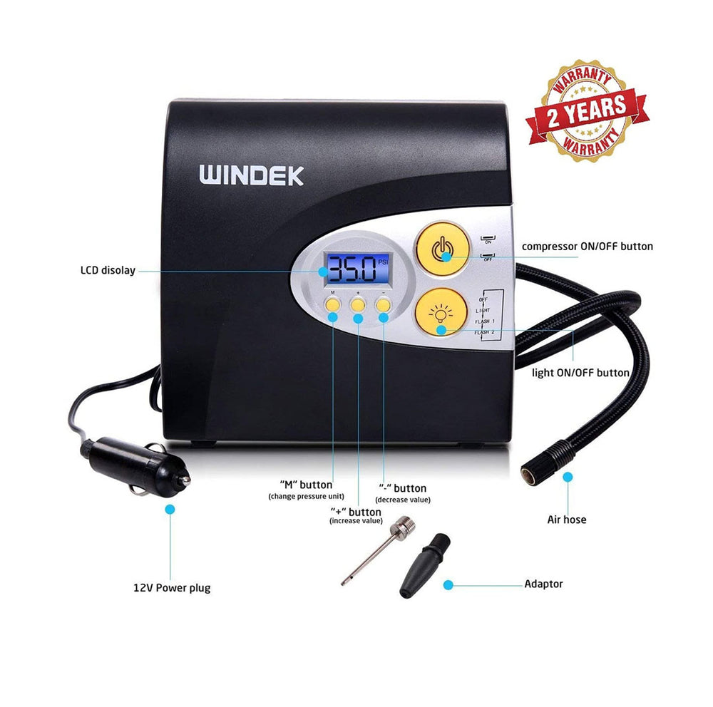 Windek 1902 Portable Digital Tyre Inflator with Flash Light - Uniauto