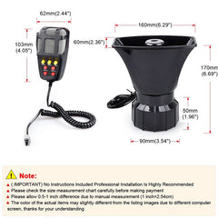 UNIAUTO Car Siren Horn 7 Tone Sound Siren Mic PA Speaker Car System - 80W Emergency Sound Electric Horn-12V - Uniauto