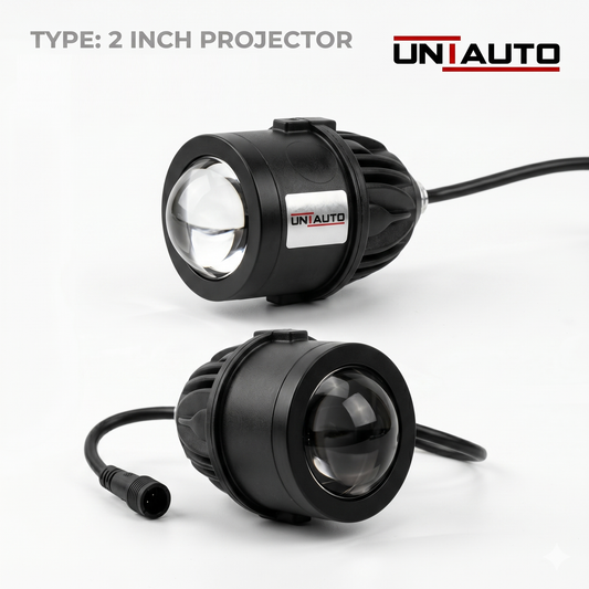 Uniauto 2 Inch Tri-Color Projector Fog Lamp Universal LED Fog Light – White, Yellow & Warm White (Set of 2)