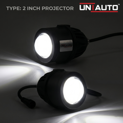 Uniauto 2 Inch Tri-Color Projector Fog Lamp Universal LED Fog Light – White, Yellow & Warm White (Set of 2)