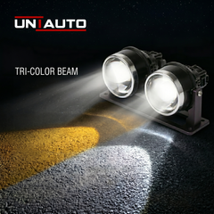 Uniauto 3 in 1 LED Projector Fog Lamp | White, Warm & Yellow Fog Light for Cars