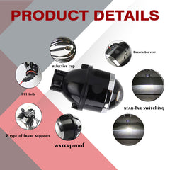 UNIAUTO IPH CAR Hi-Low Beam Fog Lamp Projector Lens (3 Inch) - Set of 2, White - Uniauto