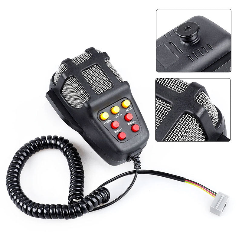 UNIAUTO Car Siren Horn 7 Tone Sound Siren Mic PA Speaker Car System - 80W Emergency Sound Electric Horn-12V - Uniauto