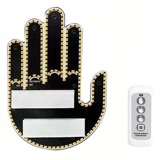Hand Gesture Car Sign with Remote Control Illuminated Finger Light Sign for Car Back Glass Amber Light Funny Hand Lamp Unit