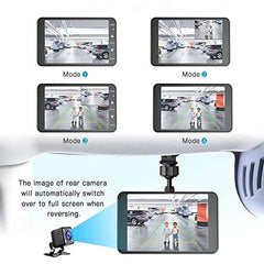 2-in-1 Dash Cam – 4″ Touchscreen DVR with Front & Rear Full HD 1080P Recording with Night Vision