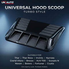 Universal Hood Scoop – Turbo Style | Glossy Black 3D Car Bonnet Scoop for Thar, Thar Roxx, Fortuner, Scorpio N & More