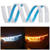Daytime Running Light | Sequential Flow Universal Ultra-fine 60cm DRL | Flexible | Soft | Tube Guide Car LED Strip | White and Yellow Color