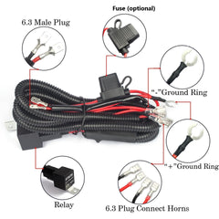 12V Horn Wiring Harness Relay Kit for Dual or Heavy-Duty Horns – Relay Wiring Only (No Horn Included)