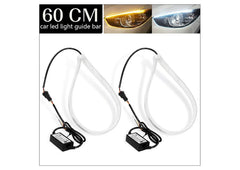 Daytime Running Light | Sequential Flow Universal Ultra-fine 60cm DRL | Flexible | Soft | Tube Guide Car LED Strip | White and Yellow Color