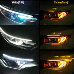 Daytime Running Light | Sequential Flow Universal Ultra-fine 60cm DRL | Flexible | Soft | Tube Guide Car LED Strip | White and Yellow Color
