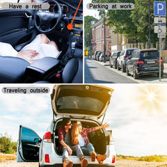 Foldable Car Windshield Sunshade Umbrella with UV protection. Keeps car interior cool, blocks heat & sunlight. Universal fit, easy to use.