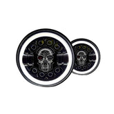 7inch RGB Skull with Ring Style LED Headlight 120W (H4 Plug) | High Beam | Low Beam | White DRL | Yellow Indicator for Thar