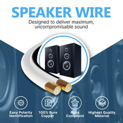 High-Purity 100% Copper Speaker Wire Roll - 50 Yards, 16/36 Gauge | Enhanced Sound Performance