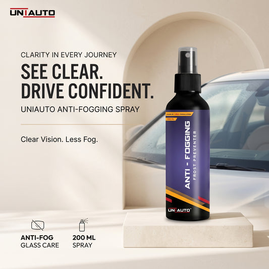 Uniauto Anti-Fogging Spray Frost Preventer 200ml | Clear Vision for Car Glass, Mirrors, Helmets, Windows & Lenses