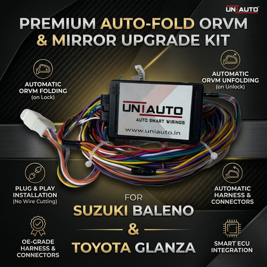 Auto Fold ORVM or Mirror Upgrade kit for Suzuki Baleno and Toyota Glanza | Install Auto fold ORVM into Base and mid models