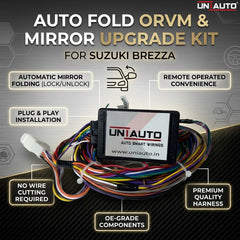 Auto Fold ORVM or Mirror Upgrade kit for Suzuki Brezza | Install Auto fold ORVM into Base and mid models
