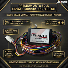 Auto Fold ORVM or Mirror Upgrade kit for Suzuki Grand Vitara and Toyota Urban Cruiser Hyryder | Install Auto fold ORVM into Base and mid models