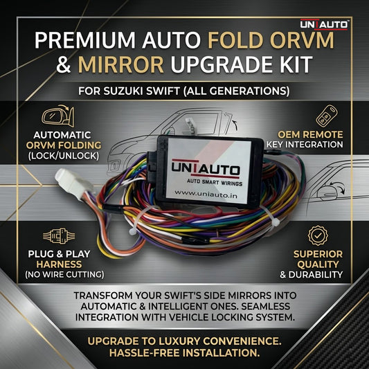 Auto Fold ORVM or Mirror Upgrade kit for Suzuki Swift | Install Auto fold ORVM into Base and mid models