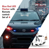 Blue Red LED Flasher with Remote control for font Grill (Set of 4 Pcs)