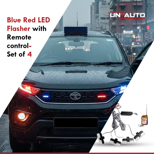 Blue Red LED Flasher with Remote control for font Grill (Set of 4 Pcs)