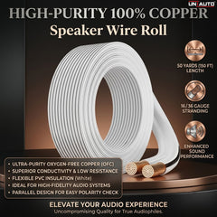 High-Purity 100% Copper Speaker Wire Roll - 50 Yards, 16/36 Gauge | Enhanced Sound Performance