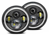 LED Full Ring Dual color DRL 110-watt Headlight for Mahindra Thar 2020 | High Beam | Low Beam | White DRL | Yellow Indicator