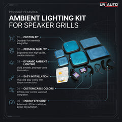 مجموعة مكبرات صوت بإضاءة محيطية ذكية LED من Uniauto Cardi، نظام إضاءة داخلية للسيارة، مصباح أجواء K3/K4 بلس الجيل السابع، 6 في 1، مصممة خصيصاً لتناسب سيارة ثار (THAR) | مع تحكم عبر التطبيق