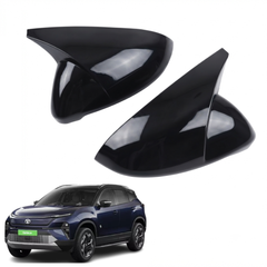 Batman Style ORVM Covers for TATA Harrier EV | Premium Gloss Black Mirror Covers