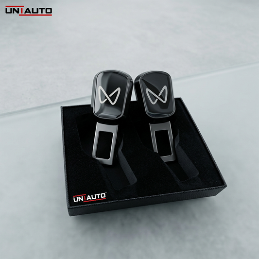 Uniauto 2 in 1 Premium Alarm Stopper and Belt Holder for Mahindra BE6, XEV9E, XEV9S | Black | Seat Belt Buckle