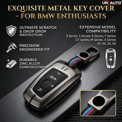 Metal Key Cover for B.M.W X1, X3, X6, X5, 3 Series, 5 Series, 6 Series, 7 Series, GT Series, M, X Series, 3 Button Blade Smart Key (4 Button)