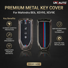 Metal Key Cover for Mahindra BE6, XEV9S, XEV9E | Zinc Alloy (Pack of 2)