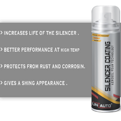 Uniauto Silver Silencer Coating - Aerosol Technology (500ml) | Heat-Resistant Anti-Rust Protection for Silencers