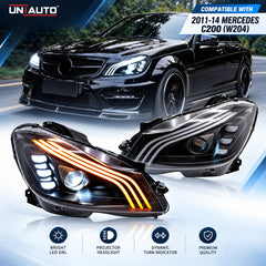 Mercedes C-Class W204 S-Class Style LED Headlights | UNIAUTO | Dynamic Turn Indicators I Expecting Delivery 20-25 days.