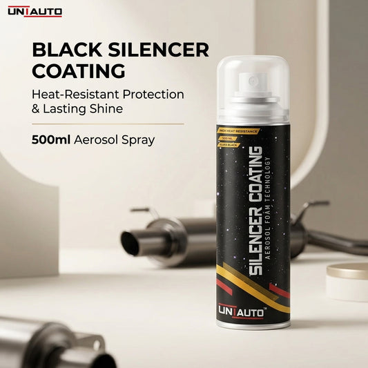 Uniauto Black Silencer Coating – Heat-Resistant Aerosol Spray for Long-Lasting Protection & Shine (500ml)