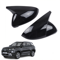 Batman Style ORVM Covers for Hyundai Creta | Premium Gloss Black Mirror Covers