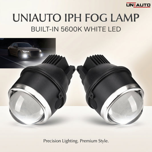 كشاف ضباب UNIAUTO IPH مع مصباح LED مدمج باللون الأبيض 5600 كلفن