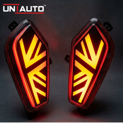 Uniauto Rear Bumper Reflector LED with Running Matrix Indicator & Scan Function for Tata Nexon 2023 onwards & Tata Curvv | Brake, Reverse & Parking Light | Set of 2