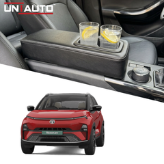 Extended Arm Rest with Dual Cup Holder for Tata Nexon EV | Premium Leatherette Console Armrest Storage cover