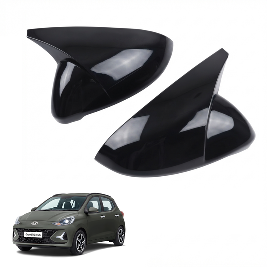 Batman Style ORVM Covers for Hyundai Grand I10 Nios | Premium Gloss Black Mirror Covers