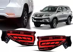 Uniauto Matrix Style LED Reflector for Toyota Fortuner | Rear Bumper Reflector LED Lights - Set of 2 Pieces