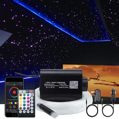 Star Ceiling Light Kit| 16W Fiber Optic (Rolls Royce Style) RGBW APP+Music Control Sound Sensor Light Source | with 28key RF Musical Remote and Fiber Cable 450pcs 0.75mm 9.8ft/3m for Car and Home
