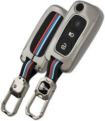 Metal Key Cover for Tata Tiago, Nexon, Altroz, Safari, Storme, Tigor, Punch, Hexa | 3 Button Flip Key