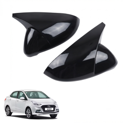 Batman Style ORVM Covers for Hyundai Xcent | Premium Gloss Black Mirror Covers