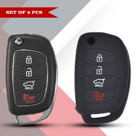 High Quality Smart Silicone Key Cover For Hyundai Santa Fe Flip (4 button) (KC-01)