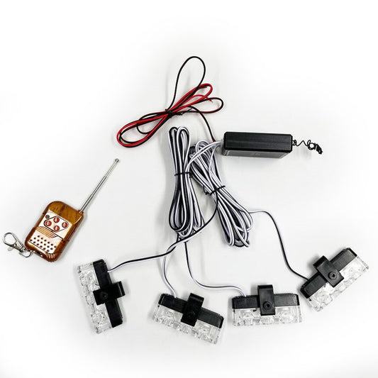 Blue Red LED Flasher with Remote control for font Grill (Set of 4 Pcs) - Uniauto