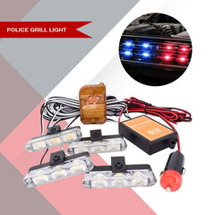 Blue Red LED Flasher with Remote control for font Grill
