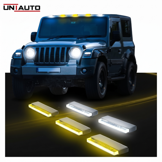Imported UFO Roof Lights Set of 5 – Premium LED Lighting for Off-Road Adventures (3 Amber, 2 White)