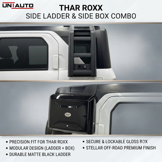 Defender Style Side Ladder with Storage Box for Mahindra Thar Roxx