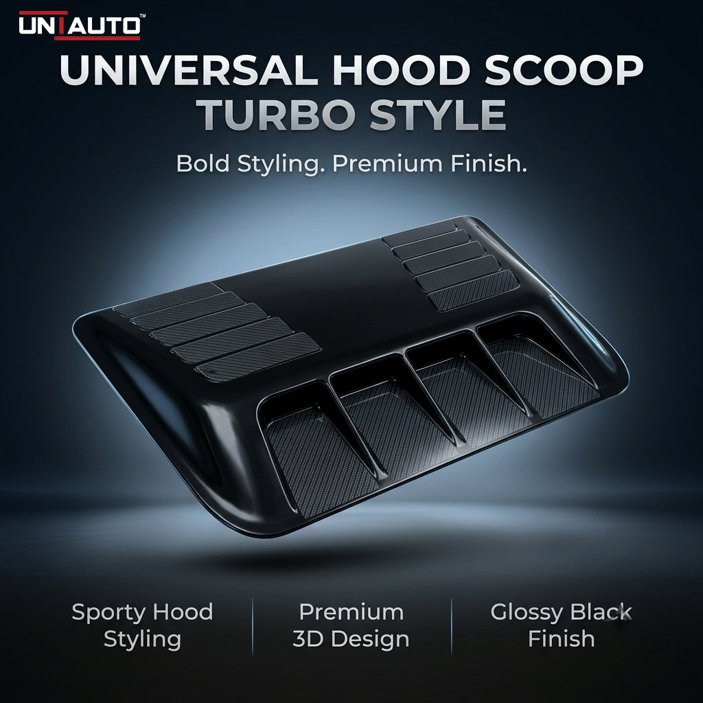 Universal Hood Scoop – Turbo Style | Glossy Black 3D Car Bonnet Scoop for Thar, Thar Roxx, Fortuner, Scorpio N & More